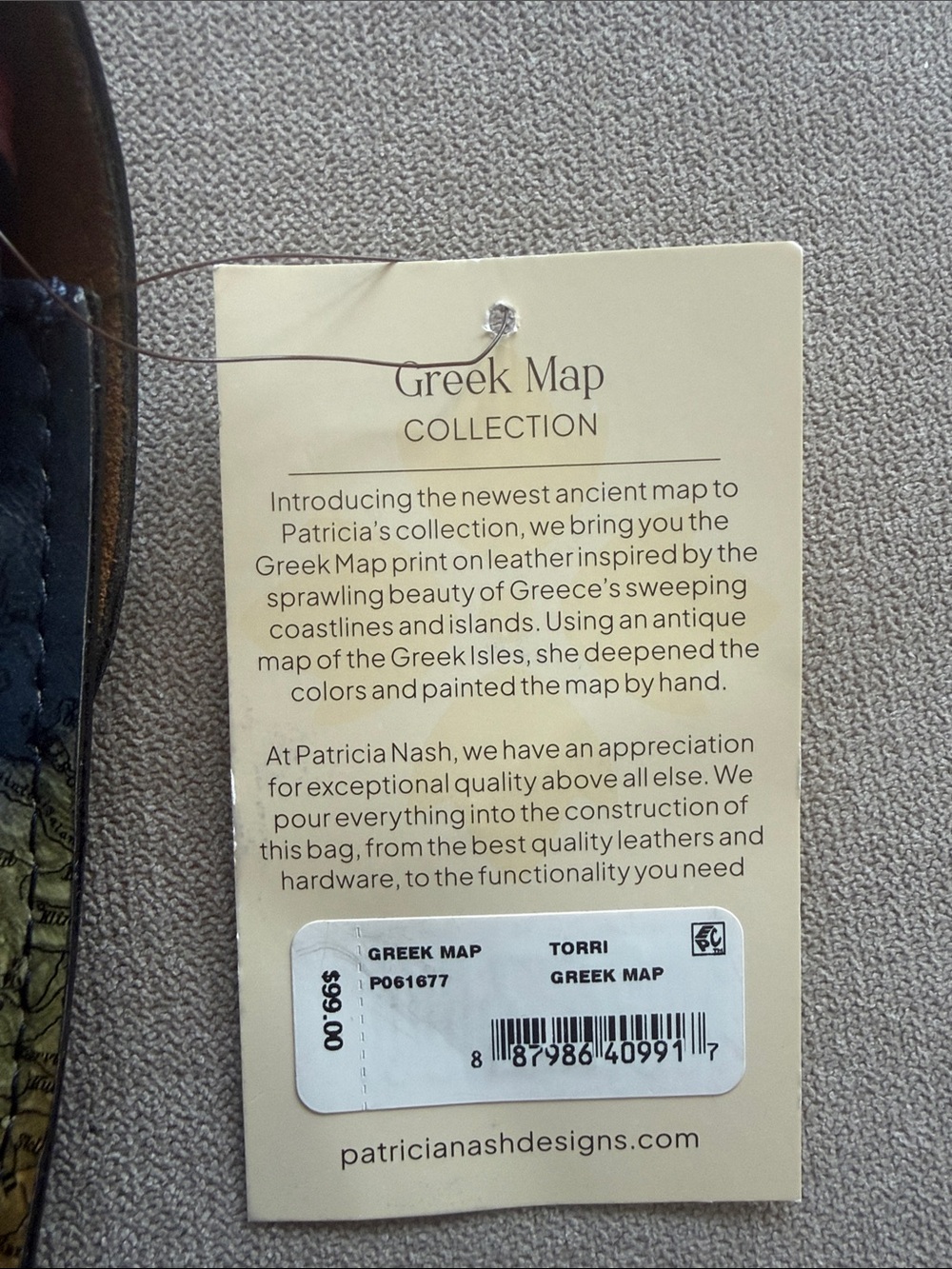 Patricia Nash Navy Map Print Leather Crossbody Wallet with Brown Strap - Picture 2 of 11